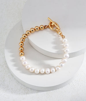 Golden Serenity Pearl Bracelet