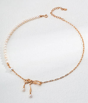 Amélie Bow Pearl Chain Necklace