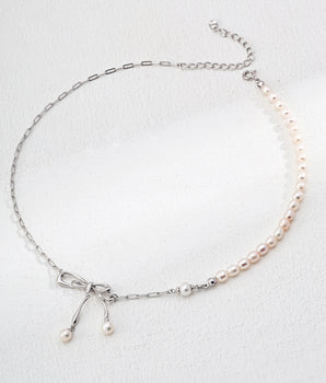 Amélie Bow Pearl Chain Necklace