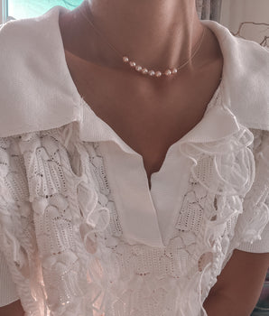 Minimalist pink Pearl Necklace
